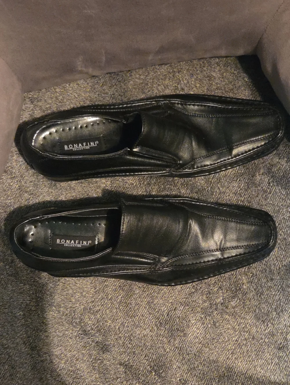 Men's Black Leather Slip-On Dress Loafers for Men
